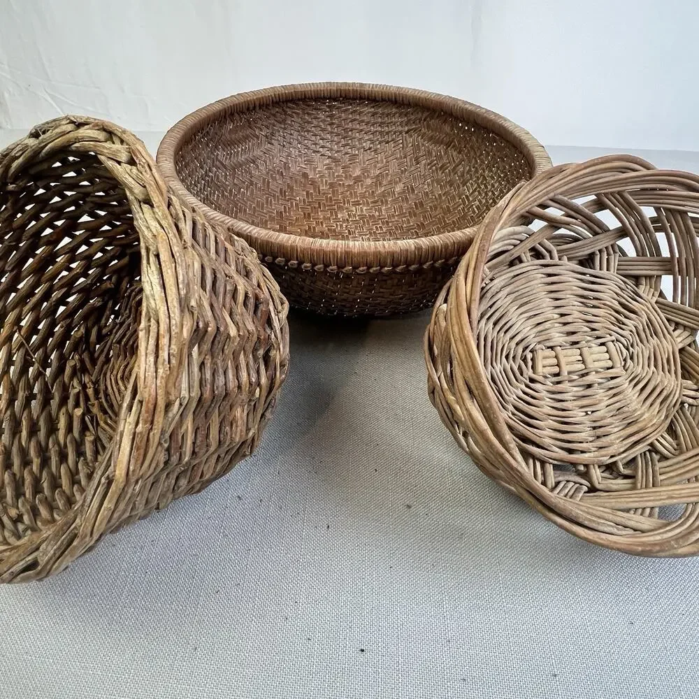 Woven Baskets Home Decor Set Of 3 Rustic Country Decorative Natural Coastal Boho